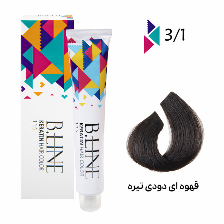 رنگ مو بی لاین شماره 3.1 حجم 100 میلی لیتر رنگ قهوه ای دودی تیره