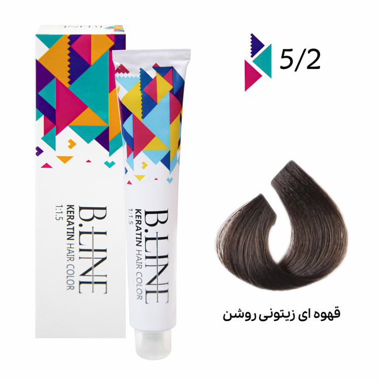 رنگ مو بی لاین شماره 5.2 حجم 100 میلی لیتر رنگ قهوه ای زیتونی روشن