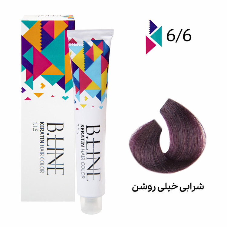 رنگ مو بی لاین شماره 6.6 حجم 100 میلی لیتر رنگ شرابی خیلی روشن