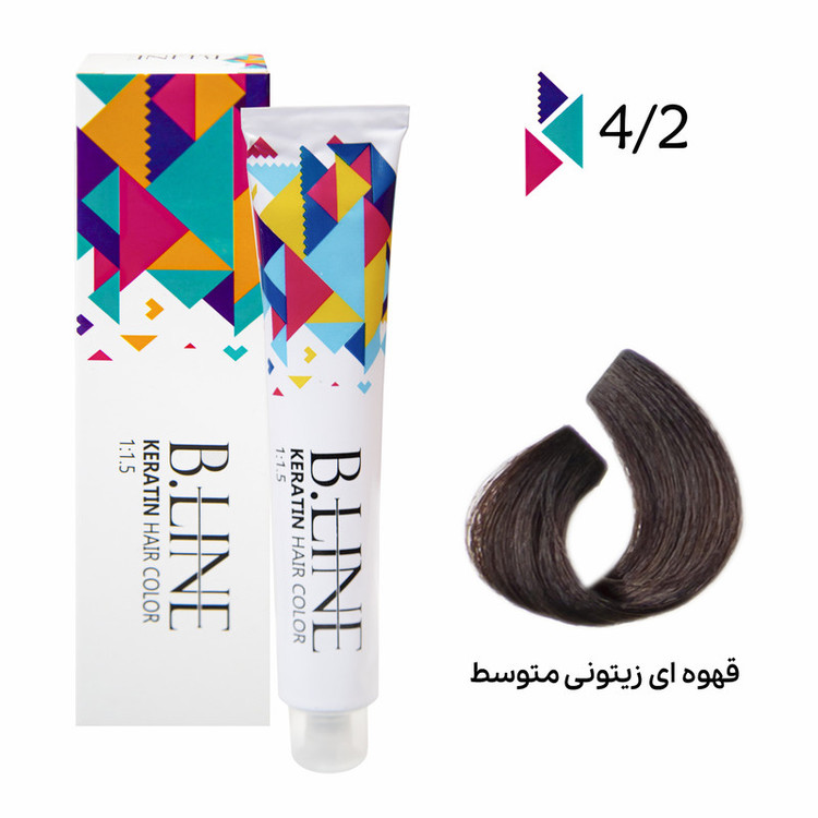 رنگ مو بی لاین شماره 4.2 حجم 100 میلی لیتر رنگ قهوه ای زیتونی متوسط