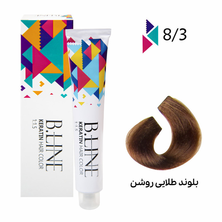 رنگ مو بی لاین شماره 8.3 حجم 100 میلی لیتر رنگ بلوند طلایی روشن