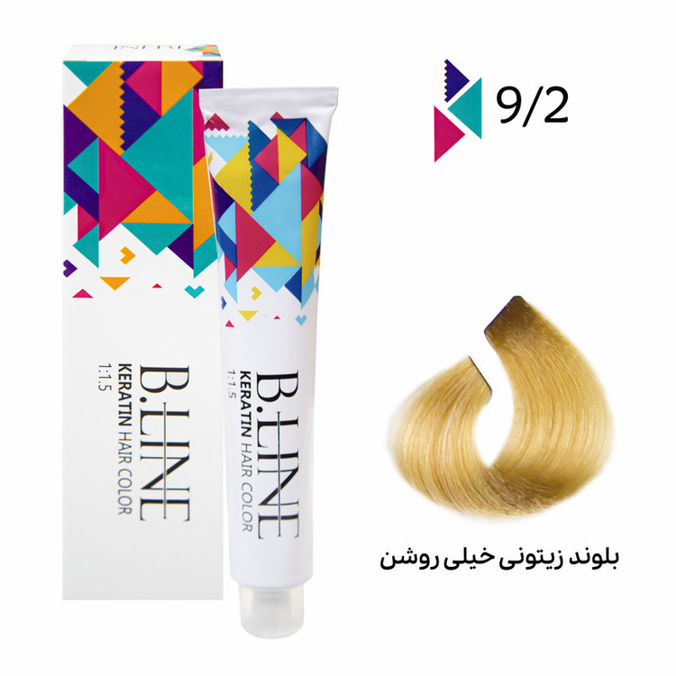 رنگ مو بی لاین شماره 9.2 حجم 100 میلی لیتر رنگ بلوند زیتونی خیلی روشن