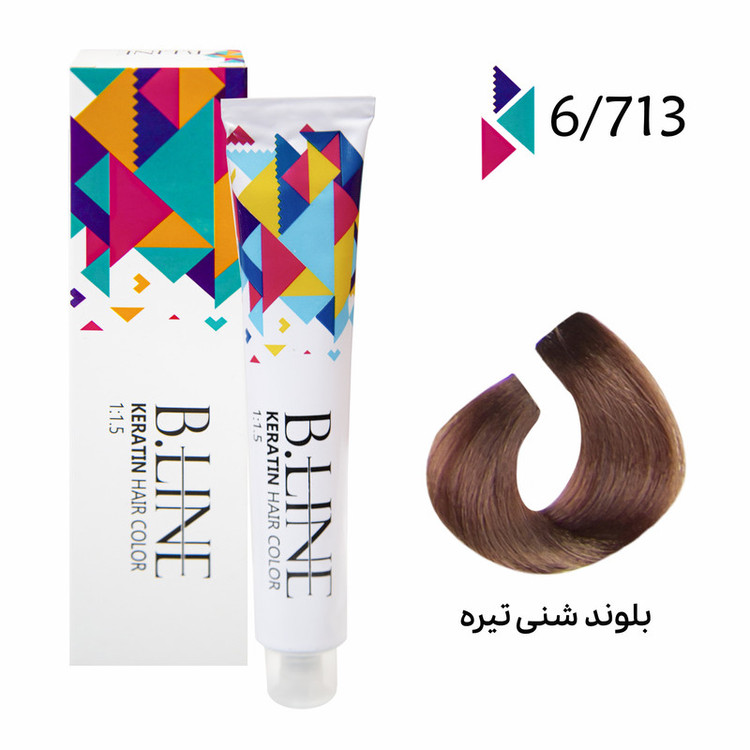 رنگ مو بی لاین شماره 6.713 حجم 100 میلی لیتر رنگ بلوند شنی تیره