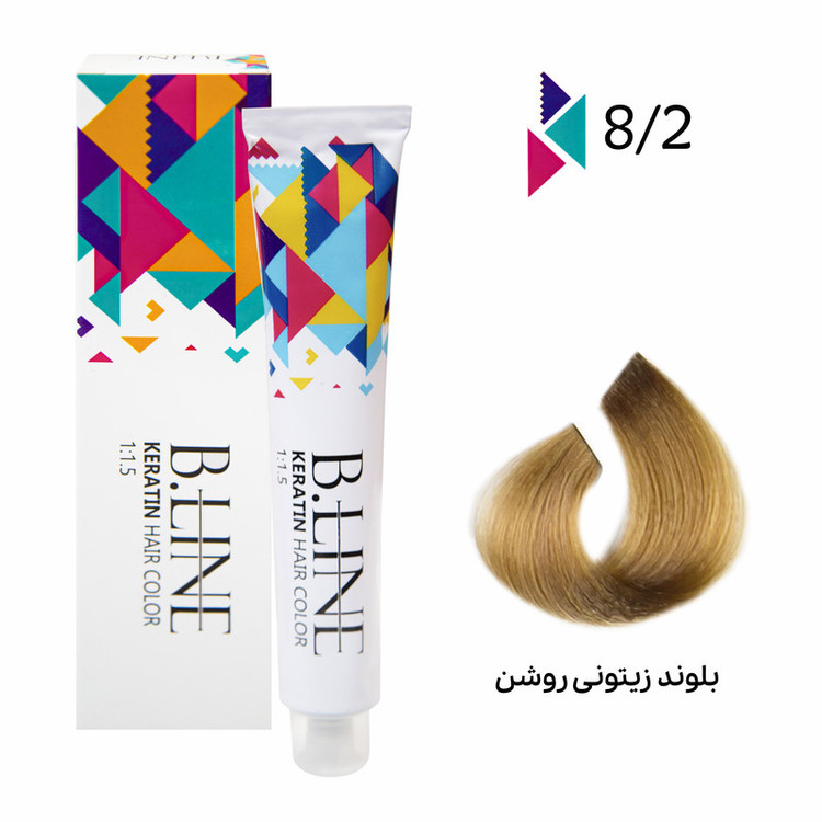 رنگ مو بی لاین شماره 8.2 حجم 100 میلی لیتر رنگ بلوند زیتونی روشن