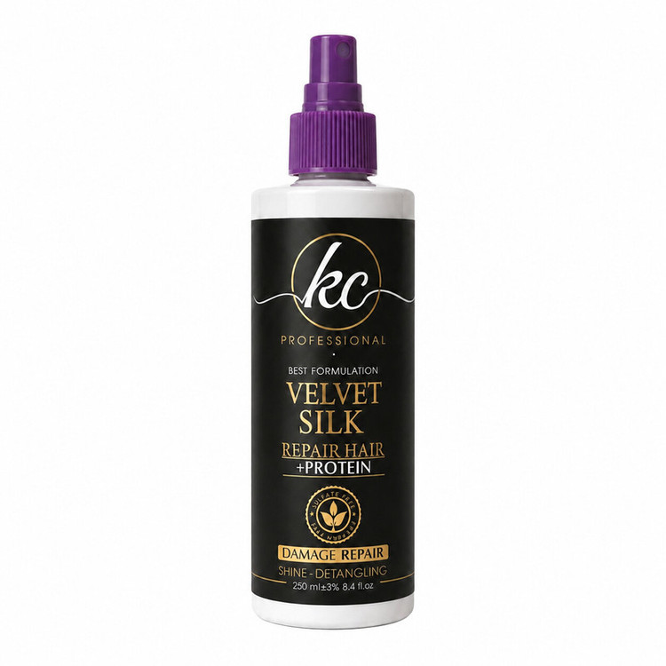 ابریشم ساز KC مدل velvet silk مناسب برای موهای فر و کراتین شده حجم 400 میلی لیتر