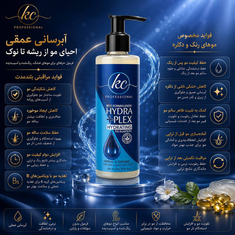 هیدرو پلکس نانو KC مدل hydra plex مناسب برای موهای رنگ شده حجم 400 میلی لیتر